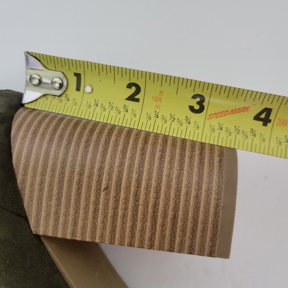 Report Perforated Peep Toe Lace Up Ankle Boot Booties Womens 7.5 Olive Green - Picture 7 of 7